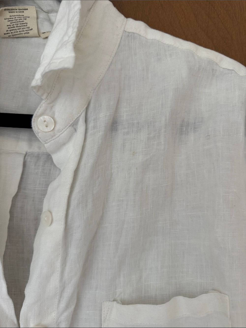 DEIJI STUDIO Relaxed White Linen Button-Up Shirt - Picture 2 of 6